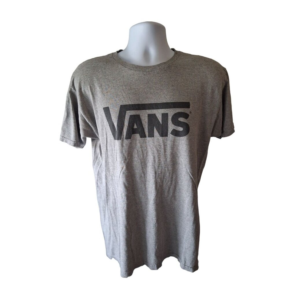 Vans Mens Logo T-Shirt Gray Medium Short Sleeve Street Wear Grunge Y2K Blokecore